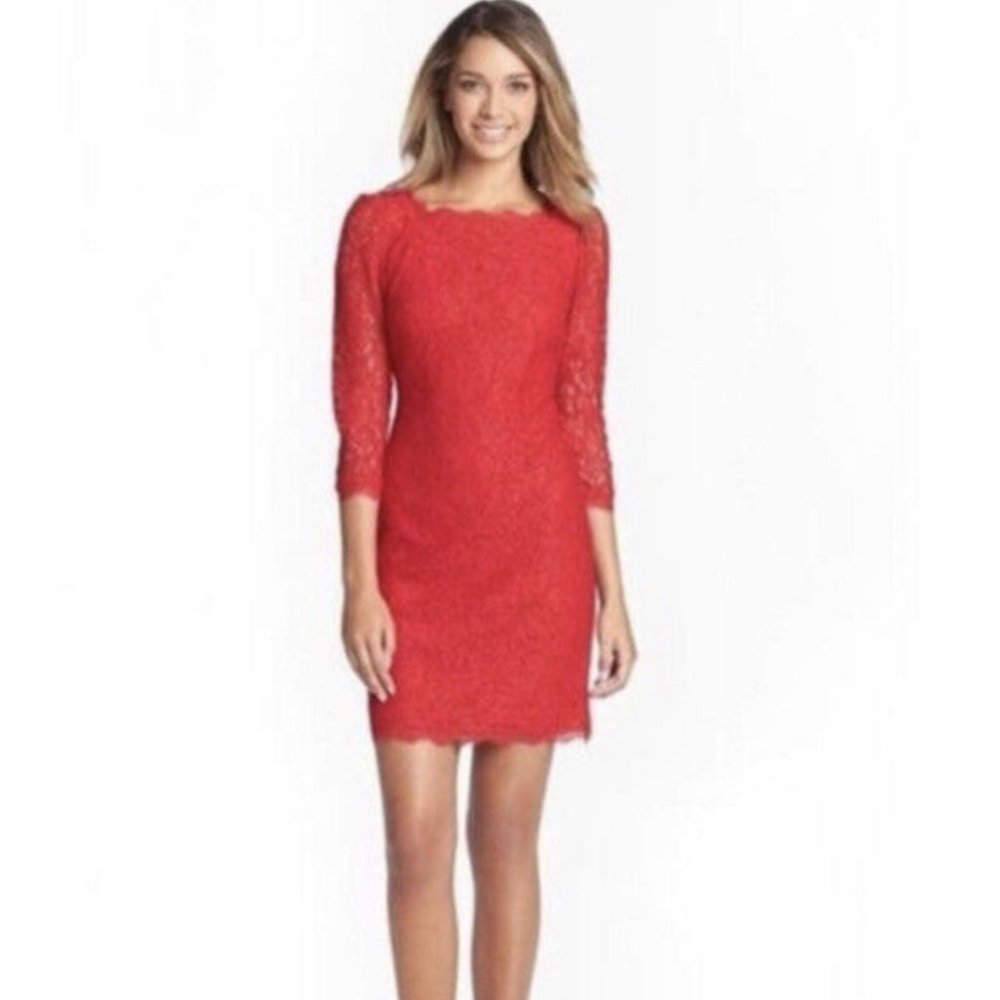 Adriana Papell Red Lace Dress